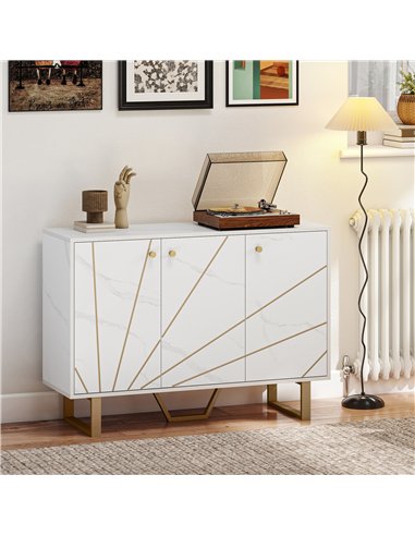 HOMCOM Sideboard Storage Cabinet, Modern Storage Cupboard with Adjustable Shelves and Metal Legs for Living Room, Kitchen, Dinin