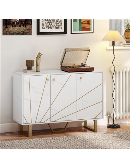 HOMCOM Sideboard Storage Cabinet, Modern Storage Cupboard with Adjustable Shelves and Metal Legs for Living Room, Kitchen, Dinin - pic 173905 | FastDaddyshop