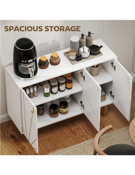 HOMCOM Sideboard Storage Cabinet, Modern Storage Cupboard with Adjustable Shelves and Metal Legs for Living Room, Kitchen, Dinin - pic 173907 | FastDaddyshop