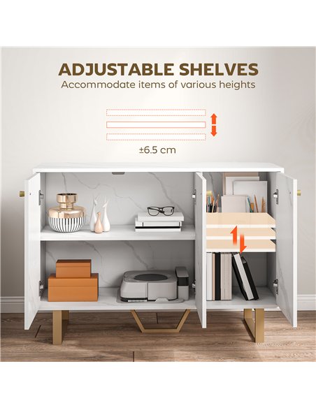 HOMCOM Sideboard Storage Cabinet, Modern Storage Cupboard with Adjustable Shelves and Metal Legs for Living Room, Kitchen, Dinin - pic 173908 | FastDaddyshop