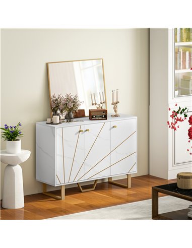 HOMCOM Sideboard Storage Cabinet, Modern Storage Cupboard with Adjustable Shelves and Metal Legs for Living Room, Kitchen, Dinin