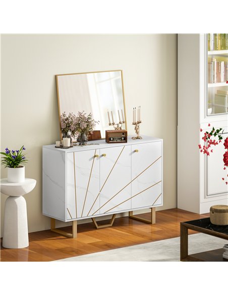 HOMCOM Sideboard Storage Cabinet, Modern Storage Cupboard with Adjustable Shelves and Metal Legs for Living Room, Kitchen, Dinin - pic 173911 | FastDaddyshop