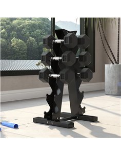 SPORTNOW 5-Tier Dumbbell Rack with 6 Hexagonal Rubber Dumbbells (2x4kg, 2x5kg, 2x6kg), Dumbbell Storage Stand Holder with Weight 2