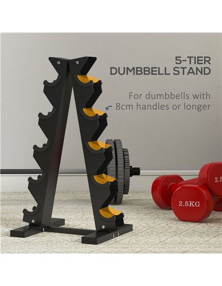 SPORTNOW 5-Tier Dumbbell Rack with 6 Hexagonal Rubber Dumbbells (2x4kg, 2x5kg, 2x6kg), Dumbbell Storage Stand Holder with Weight - pic 173916 | FastDaddyshop