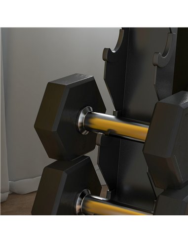 SPORTNOW 5-Tier Dumbbell Rack with 6 Hexagonal Rubber Dumbbells (2x4kg, 2x5kg, 2x6kg), Dumbbell Storage Stand Holder with Weight