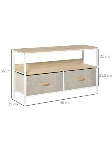 Homcom 980mm Minimalistic Wood-Effect TV Stand with Drawers, Maple - Light Grey
