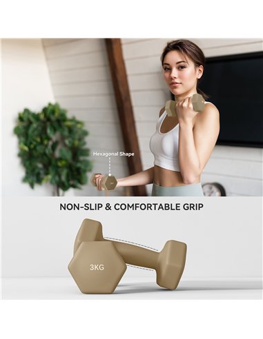 SPORTNOW 12kg Hex Dumbbells Set of 6, Hand Weights with Carry Case for Home Gym Strength Training, 2 x 1kg, 2 x 2kg, 2 x 3kg