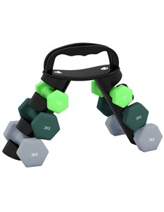 SPORTNOW Dumbbells Set with Storage Rack, 2 x 1kg, 2 x 2kg, 2 x 3kg, Green
