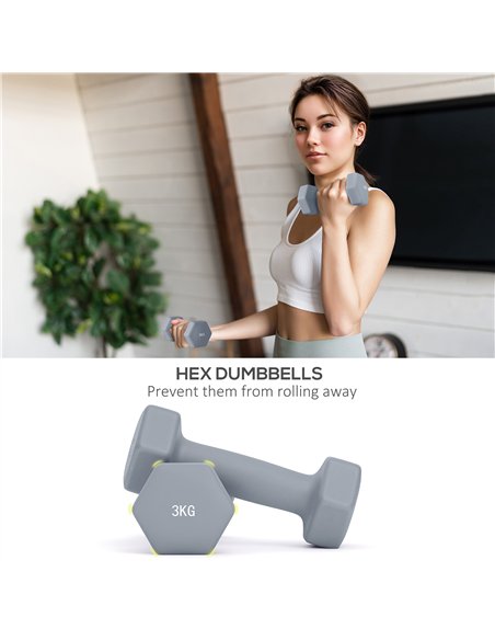 SPORTNOW Dumbbells Set with Storage Rack, 2 x 1kg, 2 x 2kg, 2 x 3kg, Green - pic 173946 | FastDaddyshop