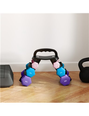 SPORTNOW Dumbbells Set with Storage Rack, 2 x 1kg, 2 x 3kg, 2 x 5kg, Pink