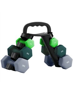 SPORTNOW Dumbbells Set with Storage Rack, 2 x 1kg, 2 x 3kg, 2 x 5kg, Green