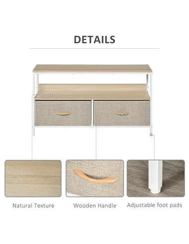 Homcom 980mm Minimalistic Wood-Effect TV Stand with Drawers, Maple - Light Grey