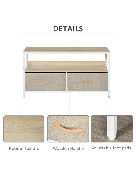 Homcom 980mm Minimalistic Wood-Effect TV Stand with Drawers, Maple - Light Grey - pic 17396 | FastDaddyshop
