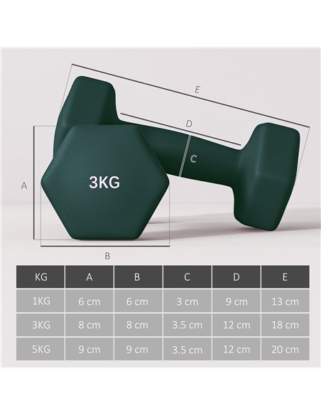 SPORTNOW Dumbbells Set with Storage Rack, 2 x 1kg, 2 x 3kg, 2 x 5kg, Green - pic 173960 | FastDaddyshop