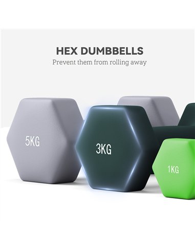 SPORTNOW Dumbbells Set with Storage Rack, 2 x 1kg, 2 x 3kg, 2 x 5kg, Green