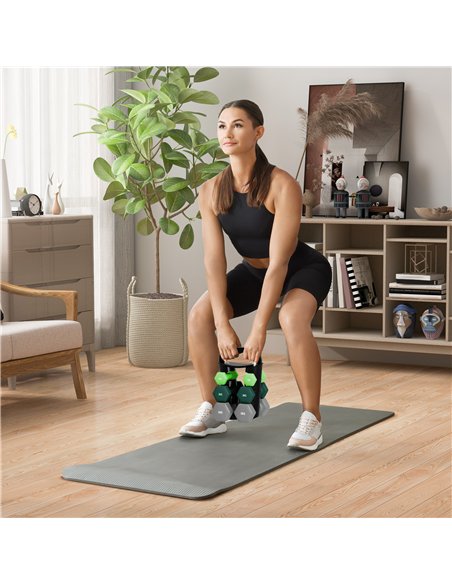 SPORTNOW Dumbbells Set with Storage Rack, 2 x 1kg, 2 x 3kg, 2 x 5kg, Green - pic 173965 | FastDaddyshop