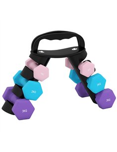 SPORTNOW Dumbbells Set with Storage Rack, 2 x 1kg, 2 x 2kg, 2 x 3kg, Pink