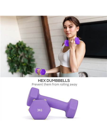 SPORTNOW Dumbbells Set with Storage Rack, 2 x 1kg, 2 x 2kg, 2 x 3kg, Pink - pic 173973 | FastDaddyshop