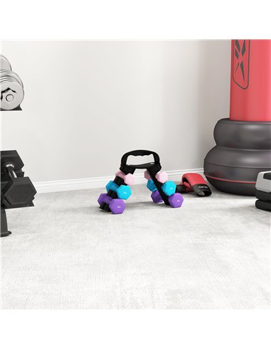 SPORTNOW Dumbbells Set with Storage Rack, 2 x 1kg, 2 x 2kg, 2 x 3kg, Pink