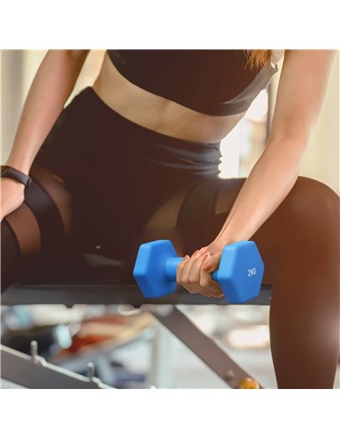SPORTNOW 2 x 1kg, 2 x 1.5kg and 2 x 2kg Hexagonal Dumbbells Weights Set with Non-Slip Grip for Home Gym Workout