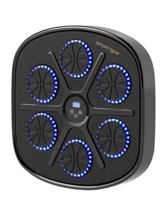 SPORTNOW Music Boxing Machine, Smart Bluetooth Boxing Machine Wall Mounted with 9 Speeds & Modes, LED Lights and Gloves, Punchin