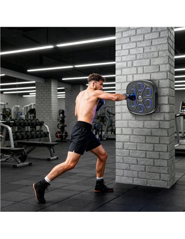 SPORTNOW Music Boxing Machine, Smart Bluetooth Boxing Machine Wall Mounted with 9 Speeds & Modes, LED Lights and Gloves, Punchin