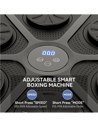 SPORTNOW Music Boxing Machine, Smart Bluetooth Boxing Machine Wall Mounted with 9 Speeds & Modes, LED Lights and Gloves, Punchin