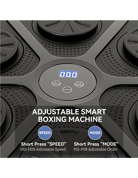 SPORTNOW Music Boxing Machine, Smart Bluetooth Boxing Machine Wall Mounted with 9 Speeds & Modes, LED Lights and Gloves, Punchin - pic 173997 | FastDaddyshop