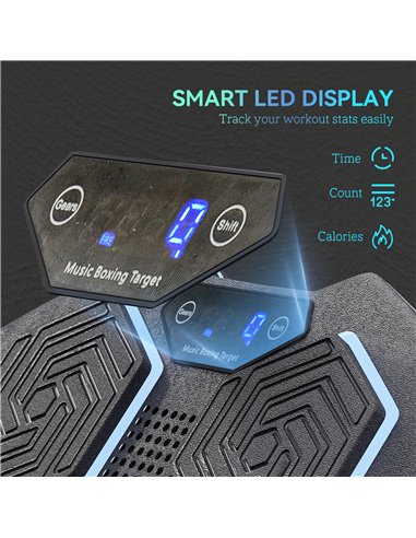 SPORTNOW Music Boxing Machine, Smart Bluetooth Boxing Machine Wall Mounted with 9 Speeds & Modes, LED Lights, Punching Pad for A