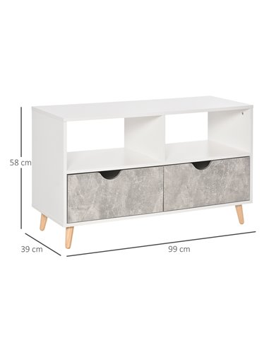 Homcom 990mm TV Stand with Shelf & Drawers, Modern Grey