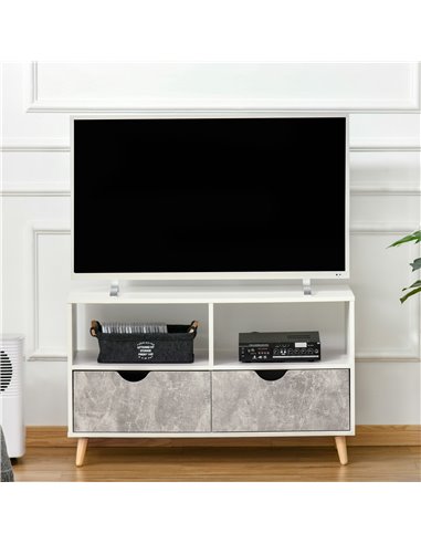 Homcom 990mm TV Stand with Shelf & Drawers, Modern Grey