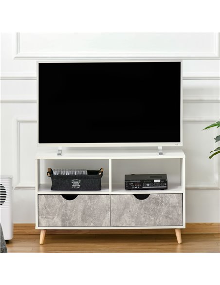 Homcom 990mm TV Stand with Shelf & Drawers, Modern Grey - pic 17402 | FastDaddyshop