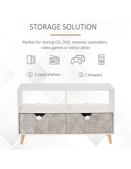 Homcom 990mm TV Stand with Shelf & Drawers, Modern Grey - pic 17403 | FastDaddyshop