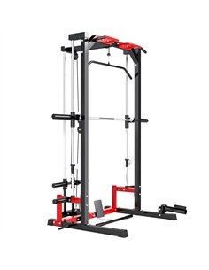 SPORTNOW Cable Crossover Machine, Multi-Function Power Rack with Pull Up Bar, Lat Pull Down System, Squat Rack, Barbell Bar