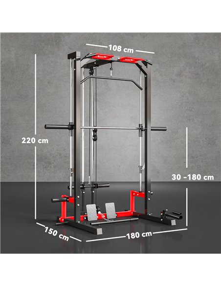 SPORTNOW Cable Crossover Machine, Multi-Function Power Rack with Pull Up Bar, Lat Pull Down System, Squat Rack, Barbell Bar - pic 174032 | FastDaddyshop