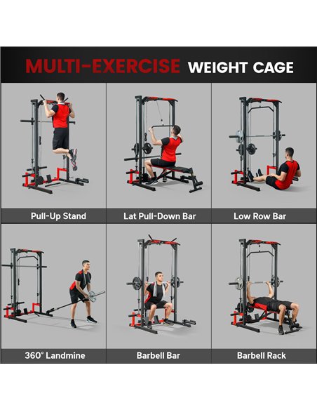 SPORTNOW Cable Crossover Machine, Multi-Function Power Rack with Pull Up Bar, Lat Pull Down System, Squat Rack, Barbell Bar - pic 174033 | FastDaddyshop