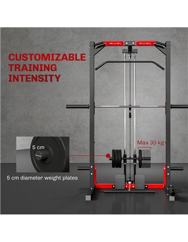 SPORTNOW Cable Crossover Machine, Multi-Function Power Rack with Pull Up Bar, Lat Pull Down System, Squat Rack, Barbell Bar