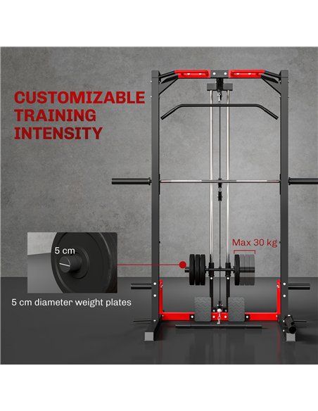 SPORTNOW Cable Crossover Machine, Multi-Function Power Rack with Pull Up Bar, Lat Pull Down System, Squat Rack, Barbell Bar - pic 174034 | FastDaddyshop