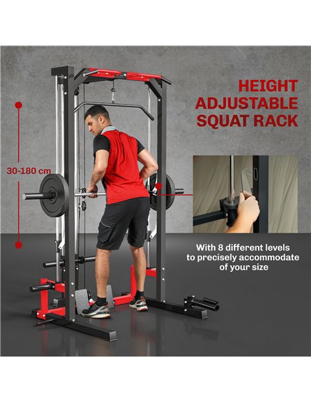 SPORTNOW Cable Crossover Machine, Multi-Function Power Rack with Pull Up Bar, Lat Pull Down System, Squat Rack, Barbell Bar - pic 174035 | FastDaddyshop