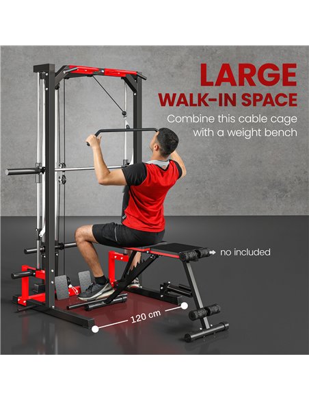 SPORTNOW Cable Crossover Machine, Multi-Function Power Rack with Pull Up Bar, Lat Pull Down System, Squat Rack, Barbell Bar - pic 174037 | FastDaddyshop