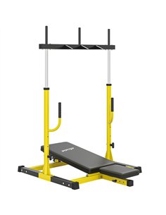 SPORTNOW Vertical Leg Press Machine with Adjustable Leg, Back and Head Positions, 1" Standard Plate Compatible, Yellow
