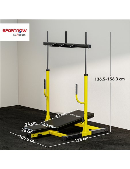 SPORTNOW Vertical Leg Press Machine with Adjustable Leg, Back and Head Positions, 1" Standard Plate Compatible, Yellow - pic 174041 | FastDaddyshop