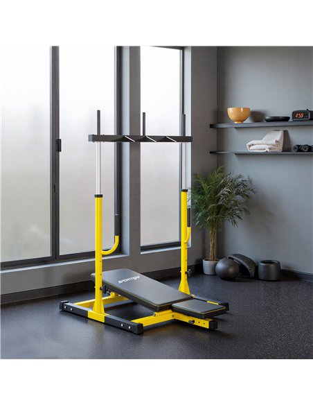 SPORTNOW Vertical Leg Press Machine with Adjustable Leg, Back and Head Positions, 1" Standard Plate Compatible, Yellow - pic 174046 | FastDaddyshop