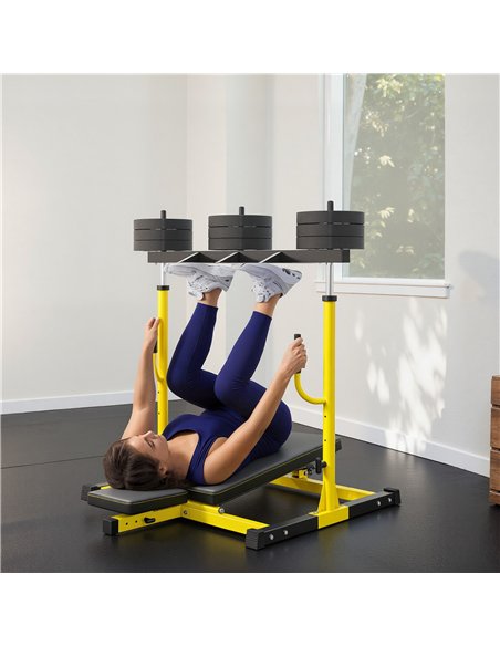 SPORTNOW Vertical Leg Press Machine with Adjustable Leg, Back and Head Positions, 1" Standard Plate Compatible, Yellow - pic 174047 | FastDaddyshop