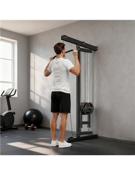 SPORTNOW Wall Mounted Lat Pull Down Machine, Crossover Cable Machine with High & Low Pulleys for Home Gym Full Body Workout - pic 174049 | FastDaddyshop