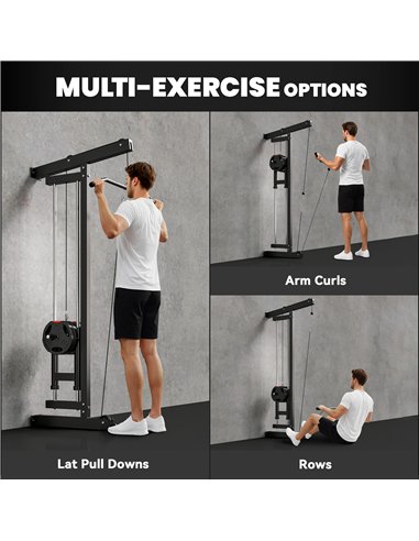 SPORTNOW Wall Mounted Lat Pull Down Machine, Crossover Cable Machine with High & Low Pulleys for Home Gym Full Body Workout
