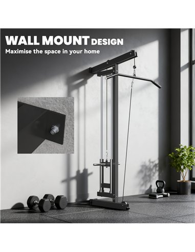 SPORTNOW Wall Mounted Lat Pull Down Machine, Crossover Cable Machine with High & Low Pulleys for Home Gym Full Body Workout