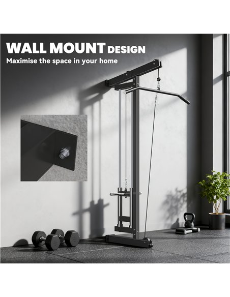 SPORTNOW Wall Mounted Lat Pull Down Machine, Crossover Cable Machine with High & Low Pulleys for Home Gym Full Body Workout - pic 174052 | FastDaddyshop