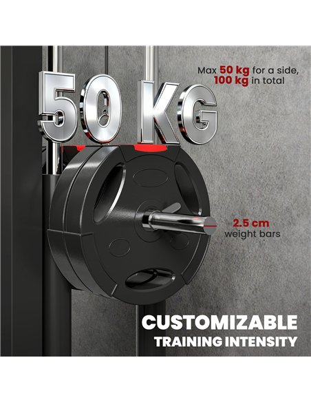 SPORTNOW Wall Mounted Lat Pull Down Machine, Crossover Cable Machine with High & Low Pulleys for Home Gym Full Body Workout - pic 174053 | FastDaddyshop