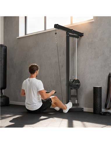 SPORTNOW Wall Mounted Lat Pull Down Machine, Crossover Cable Machine with High & Low Pulleys for Home Gym Full Body Workout